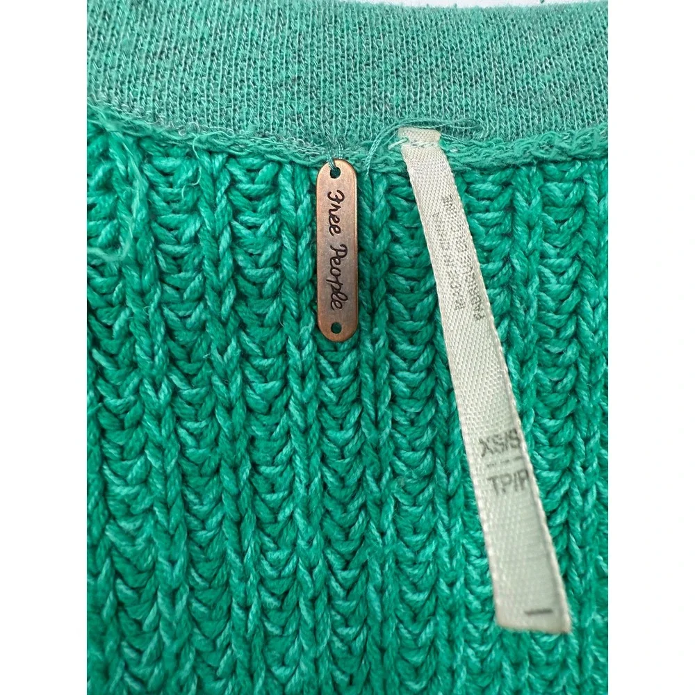 Free People Take Over Me Chunky Oversized‎ Slouchy Knit Sweater Green XS/S Boho